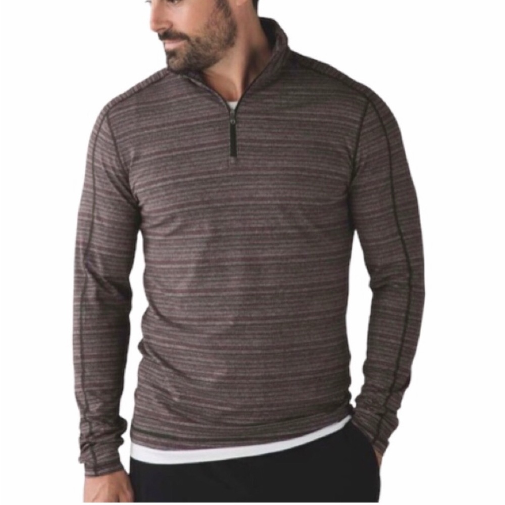 Men" Lululemon Surge Warm Half Zip-Raven Stripe Heathered
